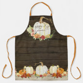 Autumn Pumpkin Foliage Wood Happy Herfst Familiena Schort (Voorkant)