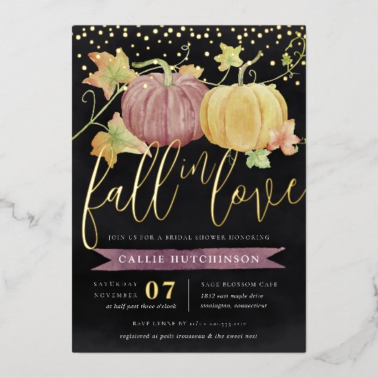 Autumn Pumpkin | FOLIE HERFST VRIJGEZELLENFEEST Folie Uitnodiging (Voorkant)