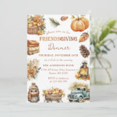 Autumn Pumpkin Friendsgiving Diner uitnodiging (Staand voorkant)