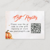 Autumn Pumpkin Gift Registry QR Code Baby Shower Informatiekaartje (Voorkant)