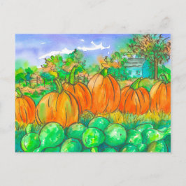 Autumn Pumpkin Gourds Harvest Waterverf Briefkaart
