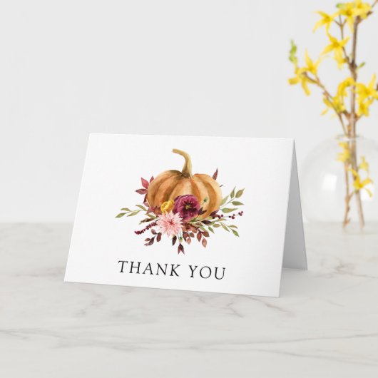 Autumn Pumpkin Hartelijk dank Kaart (Gele Bloem)