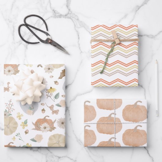 Autumn Pumpkin Herfst Gift Wrap Paper (Voorkant)