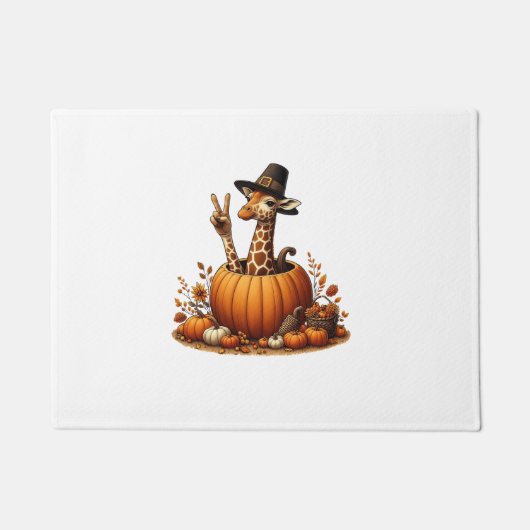 Autumn Pumpkin Herfst Giraffe Thanksgiving Womens  Deurmat (Voorkant)