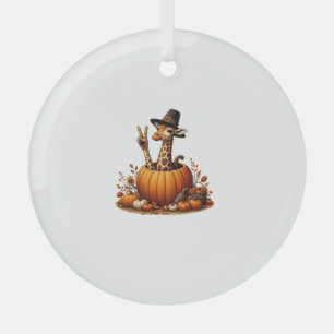 Autumn Pumpkin Herfst Giraffe Thanksgiving Womens  Glas Ornament