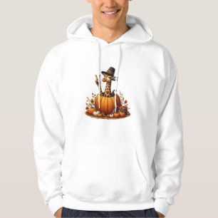 Autumn Pumpkin Herfst Giraffe Thanksgiving Womens Hoodie