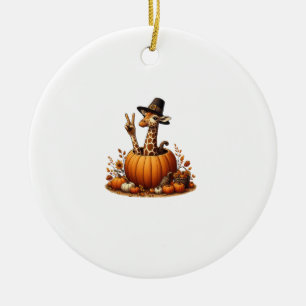 Autumn Pumpkin Herfst Giraffe Thanksgiving Womens  Keramisch Ornament