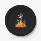 Autumn Pumpkin Herfst Giraffe Thanksgiving Womens  Papieren Bordje (Voorkant)