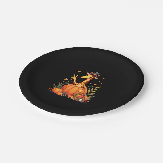 Autumn Pumpkin Herfst Giraffe Thanksgiving Womens  Papieren Bordje (Gekanteld)