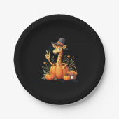 Autumn Pumpkin Herfst Giraffe Thanksgiving Womens  Papieren Bordje (Voorkant)