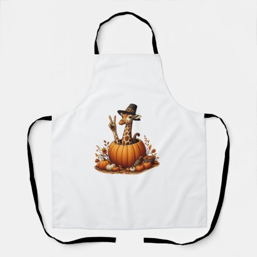Autumn Pumpkin Herfst Giraffe Thanksgiving Womens Schort (Voorkant)