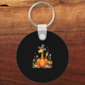 Autumn Pumpkin Herfst Giraffe Thanksgiving Womens  Sleutelhanger (Voorkant)