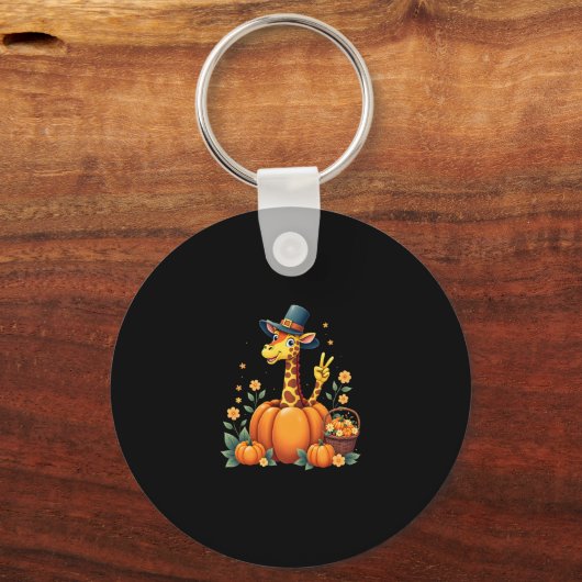 Autumn Pumpkin Herfst Giraffe Thanksgiving Womens  Sleutelhanger (Voorkant)