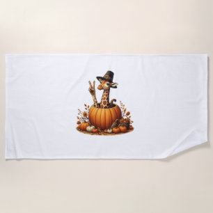 Autumn Pumpkin Herfst Giraffe Thanksgiving Womens Strandlaken