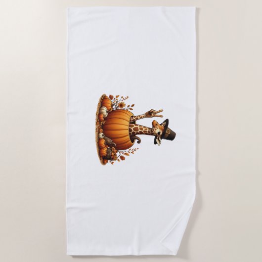 Autumn Pumpkin Herfst Giraffe Thanksgiving Womens  Strandlaken (Voorkant)