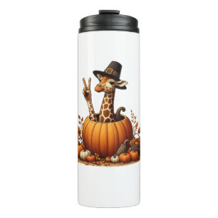Autumn Pumpkin Herfst Giraffe Thanksgiving Womens  Thermosbeker