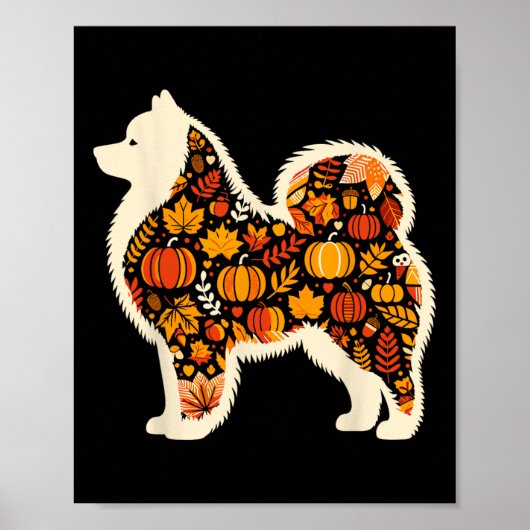 Autumn Pumpkin Herfst Samoyed Thanksgiving Womens  Poster (Voorkant)