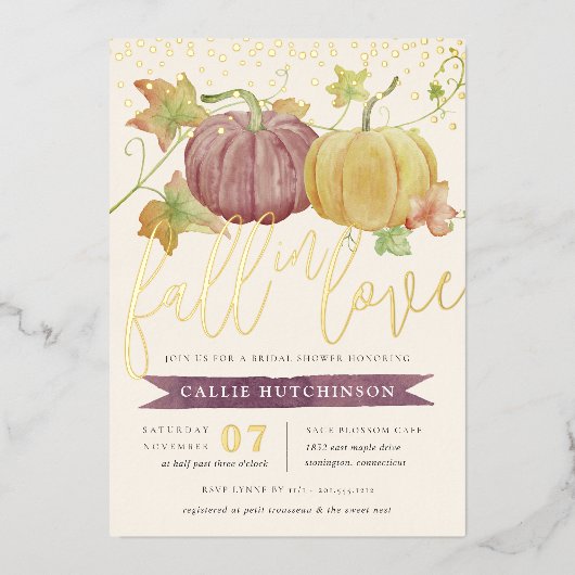 Autumn Pumpkin | HERFST VRIJGEZELLENFEEST Folie Uitnodiging (Voorkant)