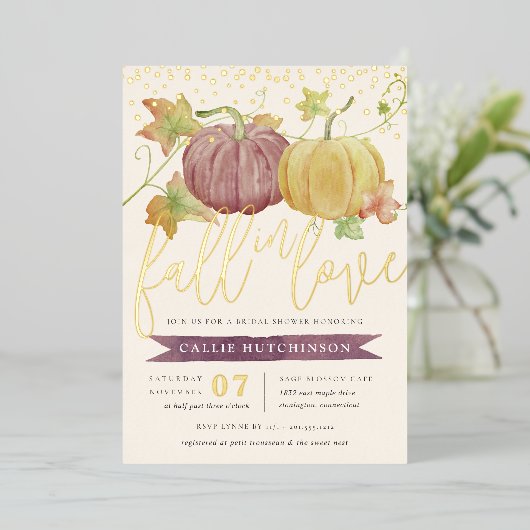 Autumn Pumpkin | HERFST VRIJGEZELLENFEEST Folie Uitnodiging (Staand Voorkant)