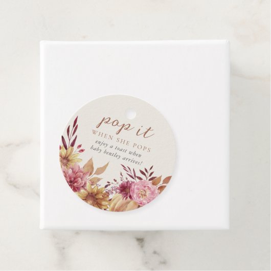 Autumn Pumpkin & Herfst Wildbloemen Baby shower Bedankjes Labels (In situ)