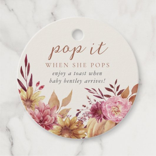 Autumn Pumpkin & Herfst Wildbloemen Baby shower Bedankjes Labels (Voorkant)