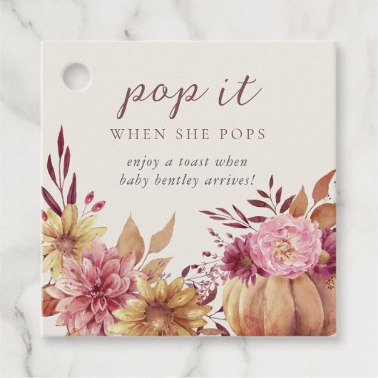 Autumn Pumpkin & Herfst Wildbloemen Baby shower Bedankjes Labels (Voorkant)