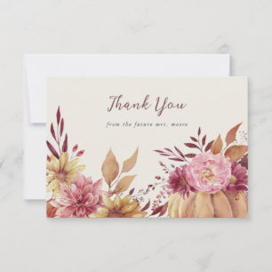 Autumn Pumpkin & Herfst Wildbloemen Bedankkaart