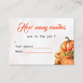 Autumn Pumpkin How Many Candies Baby Shower Game Informatiekaartje (Voorkant)