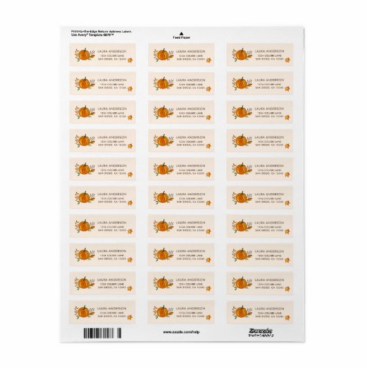 Autumn Pumpkin Label (Full Sheet)