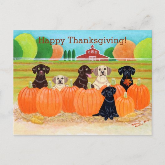 Autumn Pumpkin Labradors Feestdagenkaart (Voorkant)