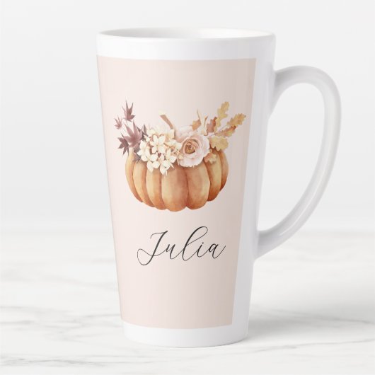 Autumn Pumpkin Latte Mug | Cozy Rustic Gift Her Latte Mok (Rechts)