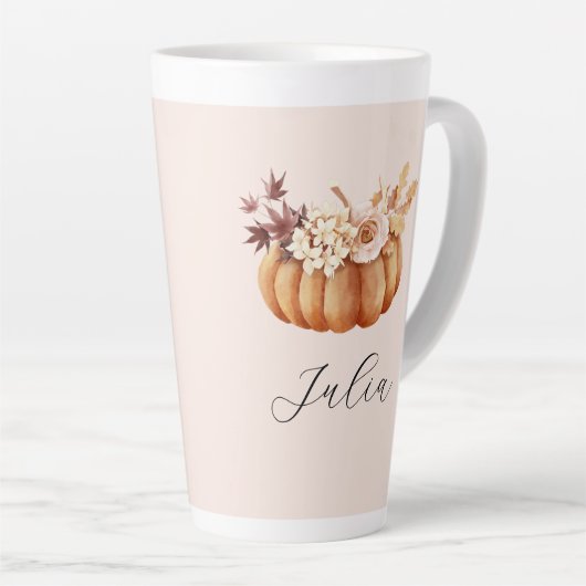 Autumn Pumpkin Latte Mug | Cozy Rustic Gift Her Mok (Rechterhoek)