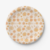 Autumn Pumpkin & Leaf Pattern Baby shower Papieren Bordje (Voorkant)
