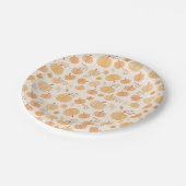 Autumn Pumpkin & Leaf Pattern Baby shower Papieren Bordje (Gekanteld)