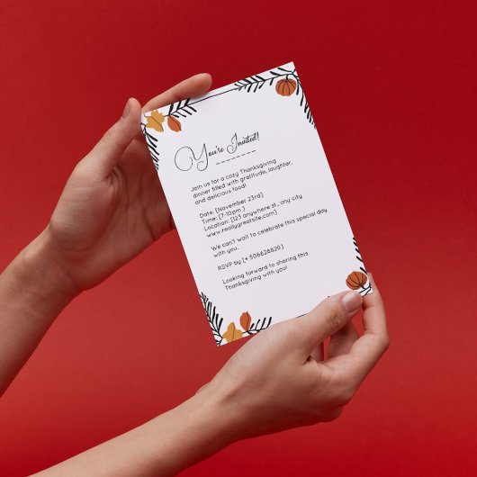 Autumn Pumpkin Leaves Lijst Thanksgiving Kaart