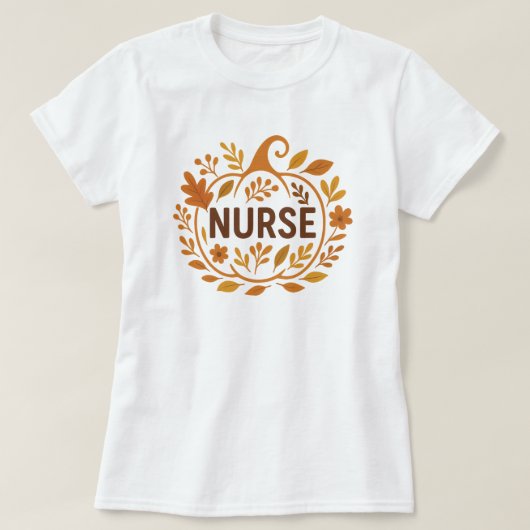 Autumn Pumpkin Nurse Design T-shirt (Design voorkant)
