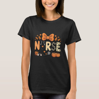 Autumn Pumpkin Nurse Stethoscope Happy Fall Yall W T-shirt