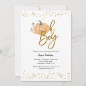 Autumn Pumpkin Oh Boy Baby shower Uitnodiging (Voorkant)