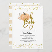 Autumn Pumpkin Oh Boy Baby shower Uitnodiging (Voorkant / Achterkant)