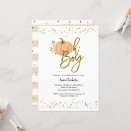 Autumn Pumpkin Oh Boy Baby shower Uitnodiging