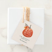 Autumn Pumpkin Orange Floral Thanksgiving Dinner Bedankjes Labels (In situ)