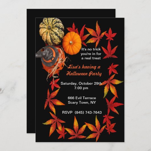 Autumn Pumpkin Party Uitnodigingen (Voorkant / Achterkant)