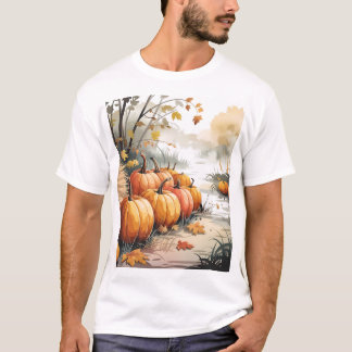 Autumn Pumpkin Patch – een serene Herfst scene T-shirt