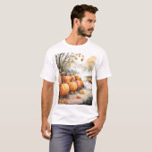 Autumn Pumpkin Patch – een serene Herfst scene T-shirt (Voorkant volledig)