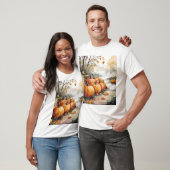 Autumn Pumpkin Patch – een serene Herfst scene T-shirt (Unisex)