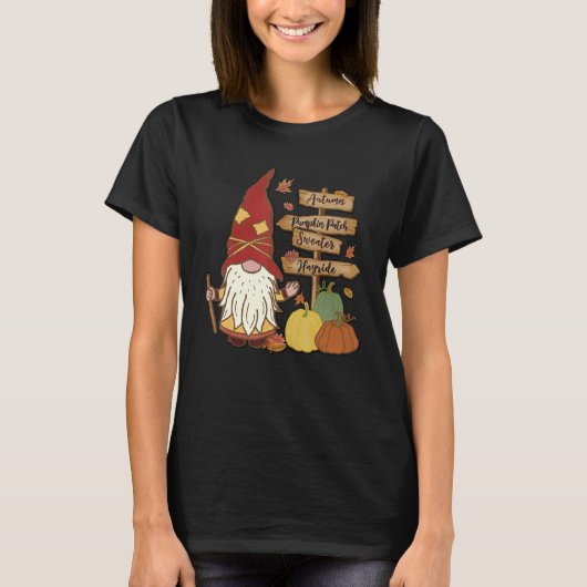 Autumn Pumpkin Patch Gnome Fall Family Pajama Than T-shirt (Voorkant)