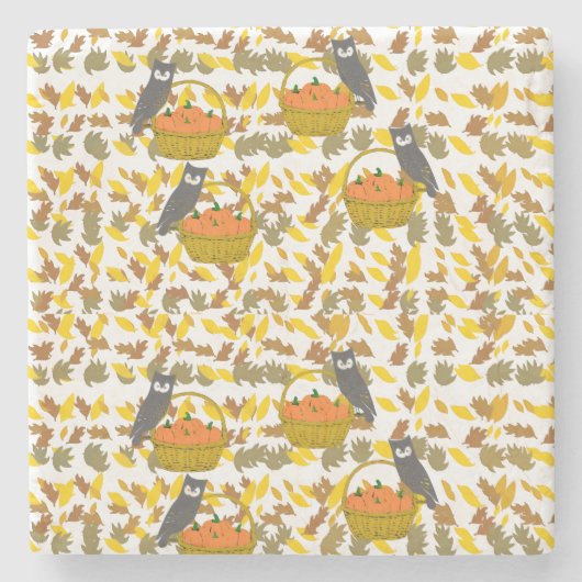 Autumn Pumpkin Pattern Absorbent Stone Coaster Set Stenen Onderzetter (Voorkant)
