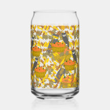 Autumn Pumpkin Pattern Can Glass for Fall Drinks