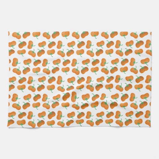Autumn Pumpkin Pattern Herfst Oranje Green Theedoek (Horizontaal)