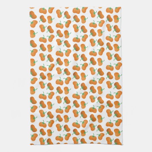 Autumn Pumpkin Pattern Herfst Oranje Green Theedoek (Verticaal)